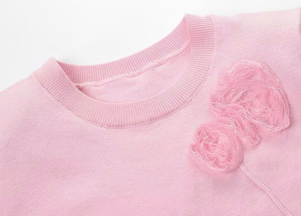 Blush Rosette Knit Dress