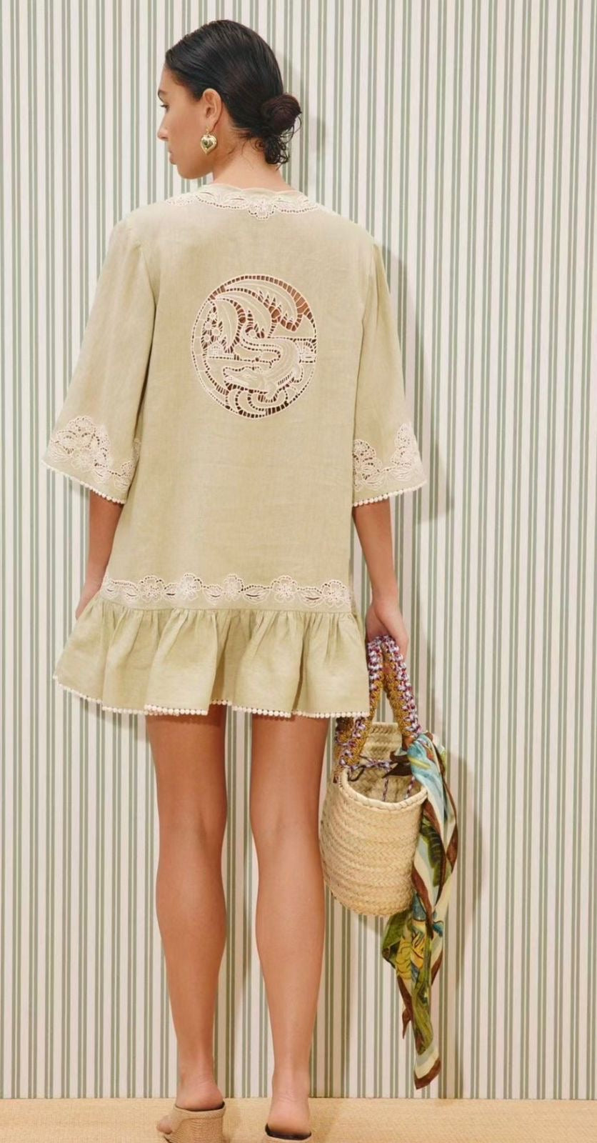 The Riviera Lace Linen Mini Dress