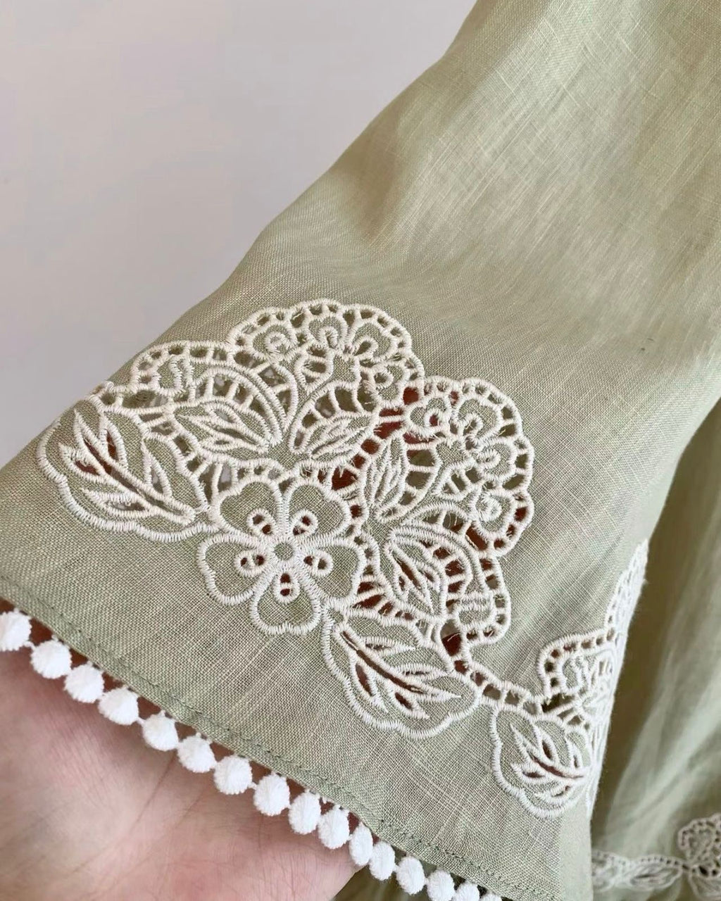 The Riviera Lace Linen Mini Dress