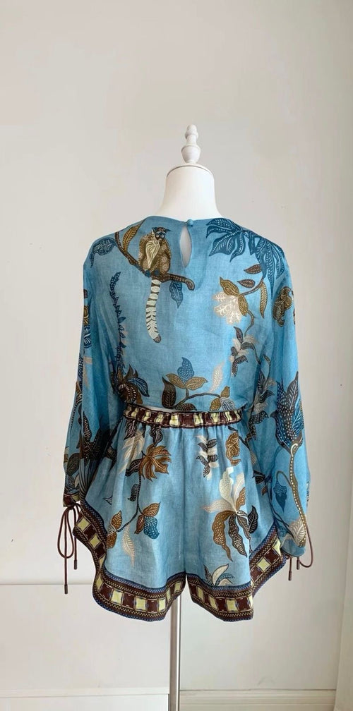 Azure Rainforest Ramie Playsuit