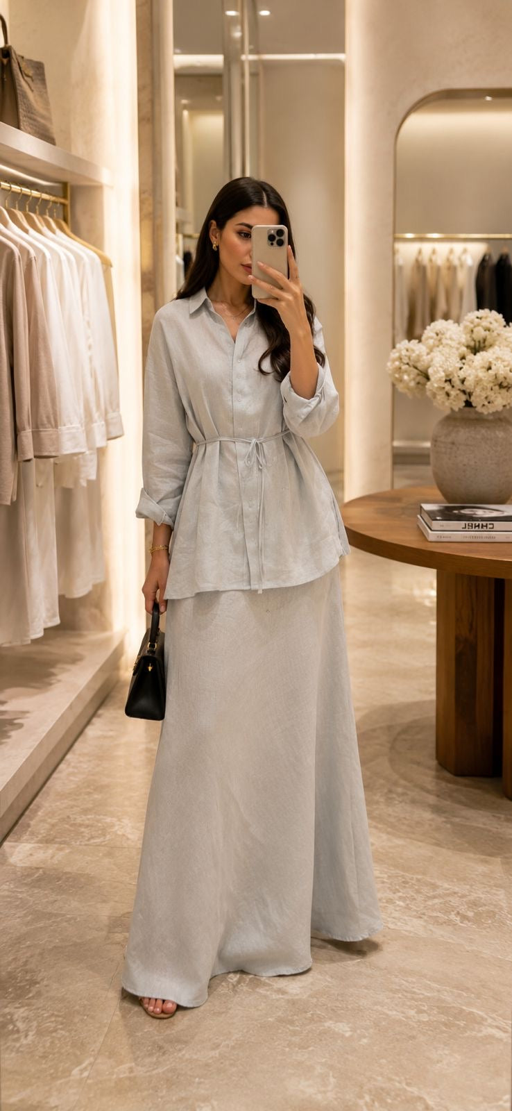 Premium Linen Top & Skirt Set