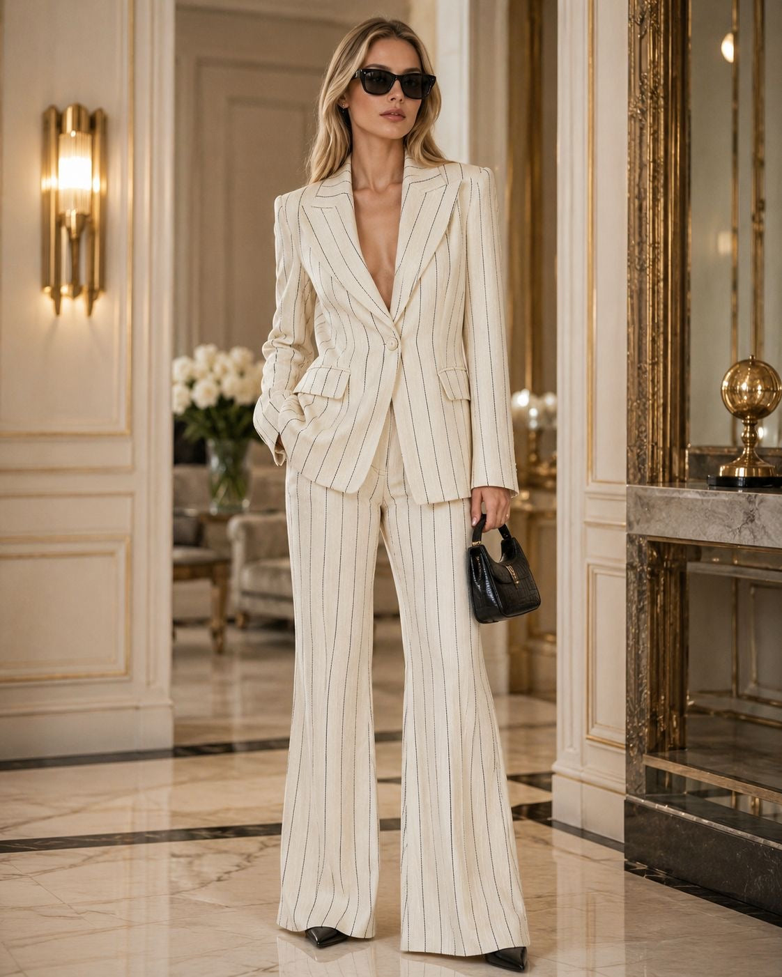 Monarch Ivory Pinstripe Suit