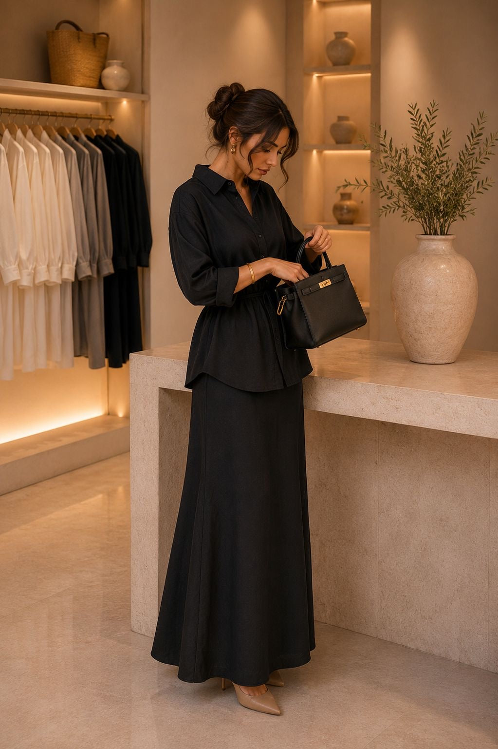 Premium Linen Top & Skirt Set