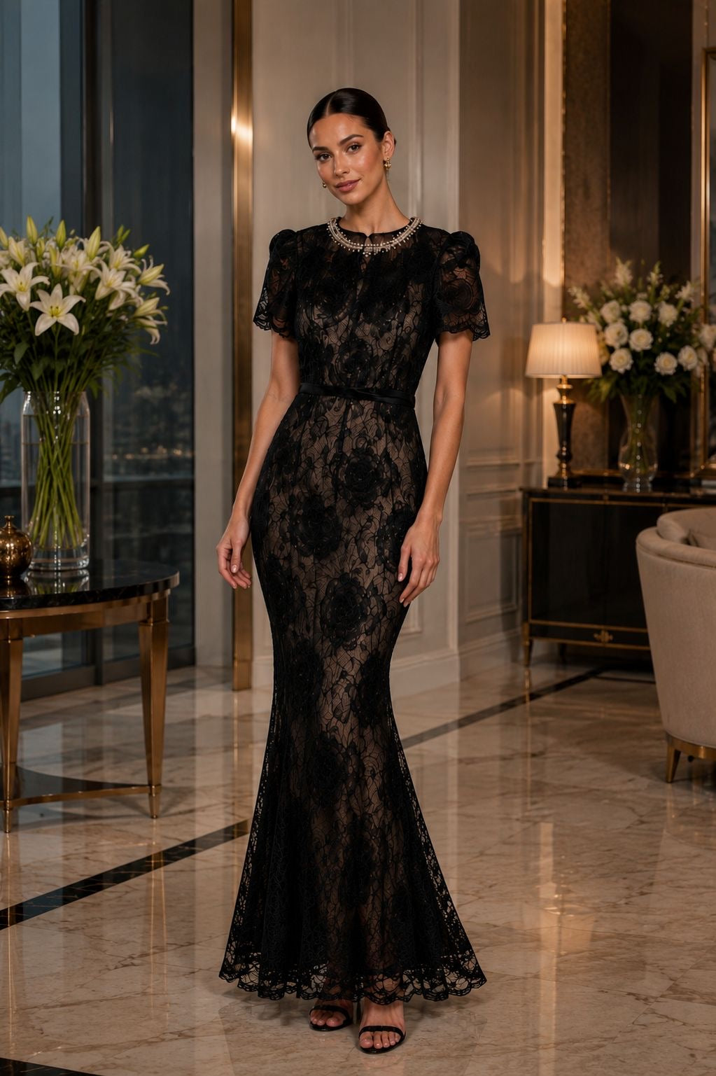 LUXURES Étoile Lace Gown