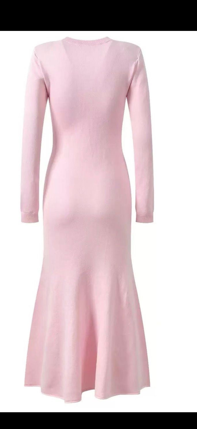 Blush Rosette Knit Dress