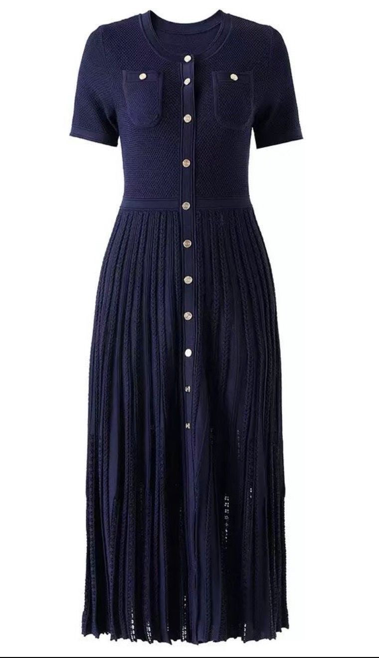 Monaco Knit Pleated Maxi Dress