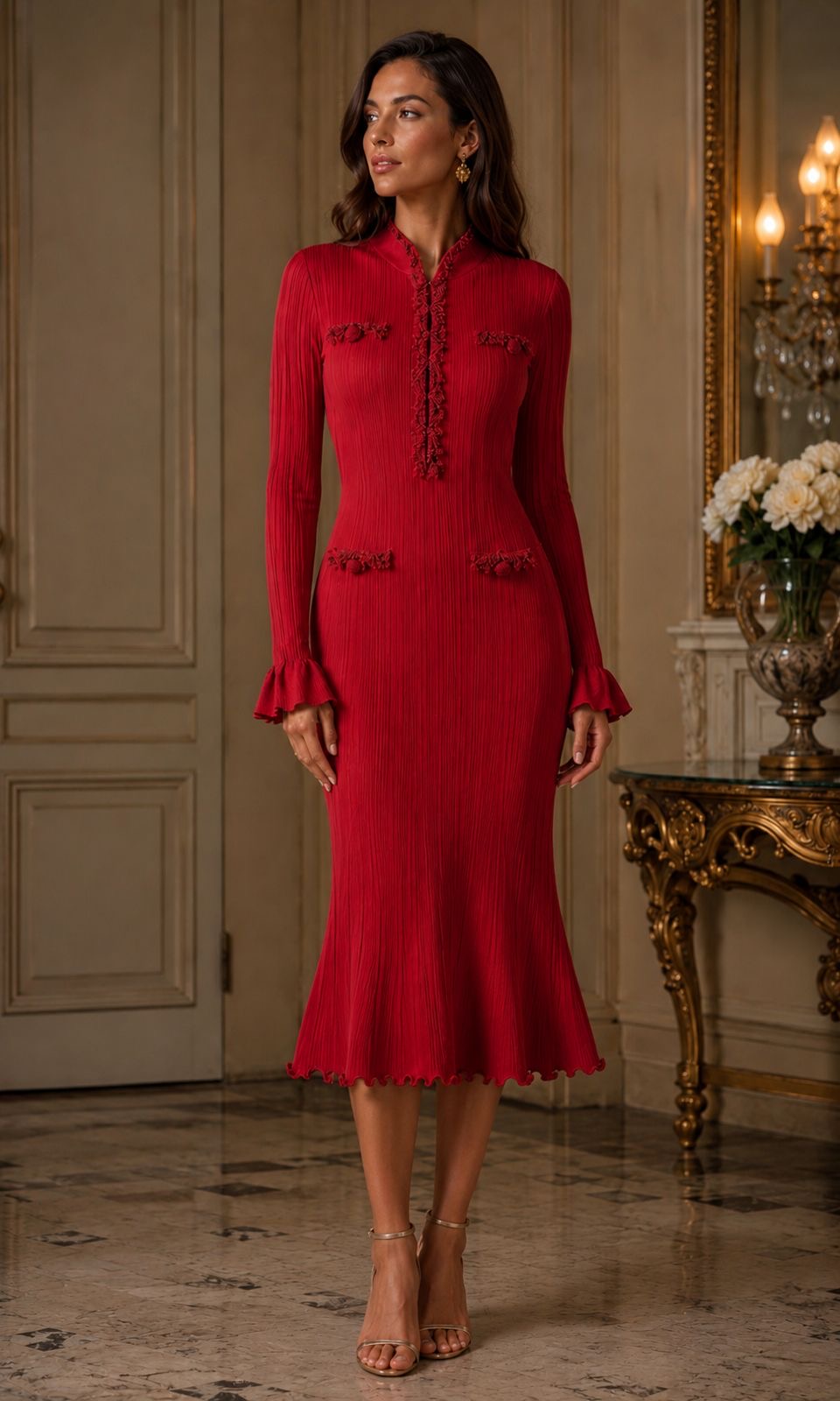 ROUGE ÉLÉGANCE KNIT COUTURE DRESS