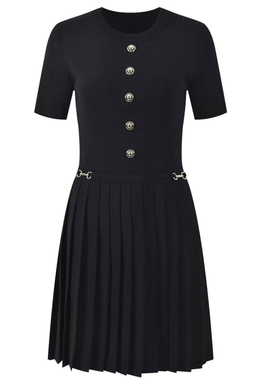 Monarch Pleated Knit Dress