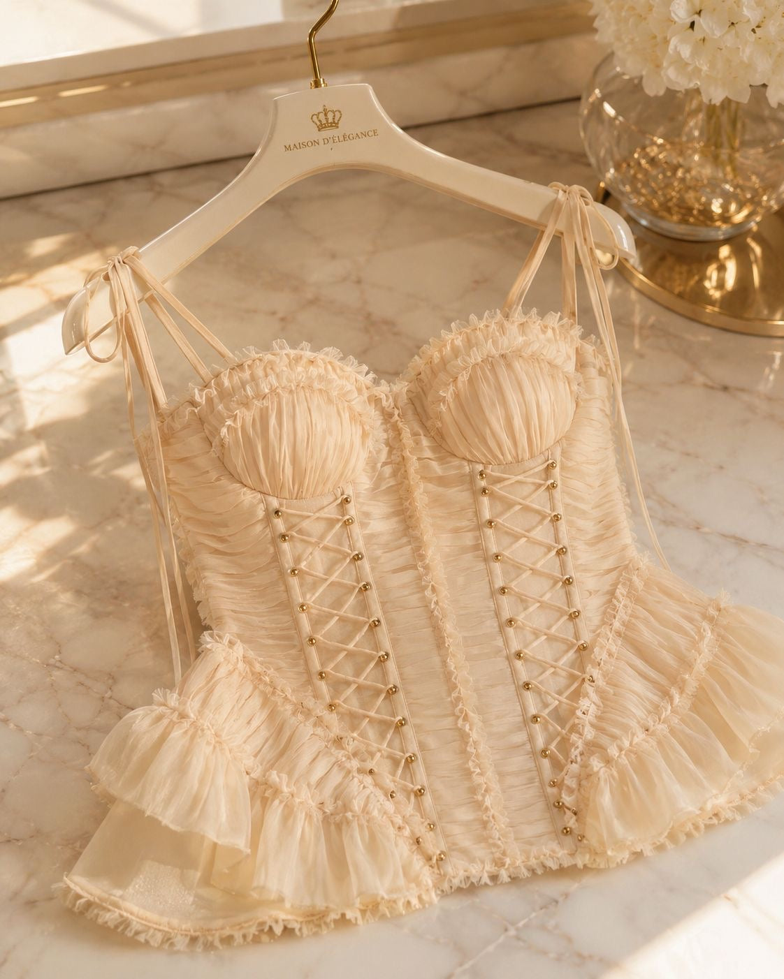 Ivory Étoile Silk Corset