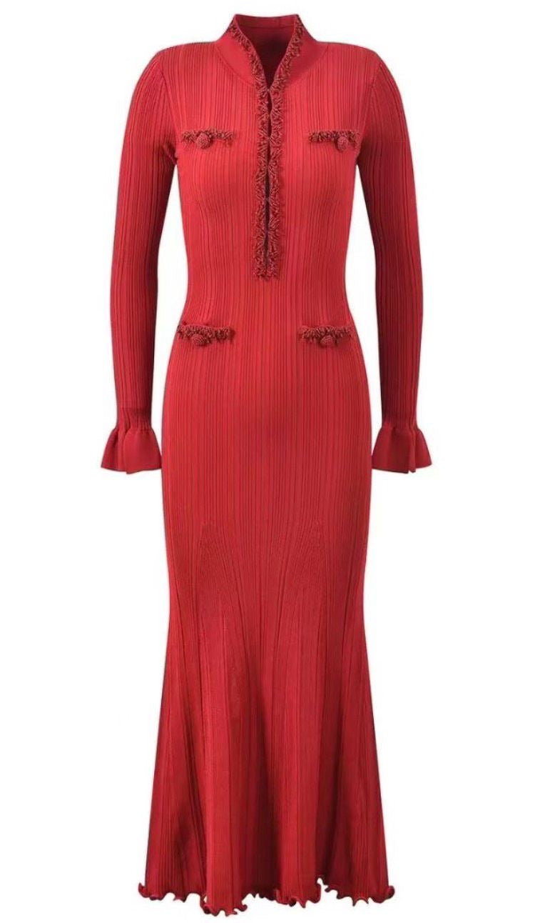 ROUGE ÉLÉGANCE KNIT COUTURE DRESS