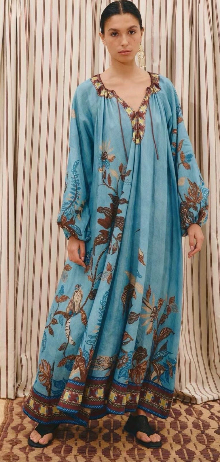 Azure Savannah Ramie Maxi Dress