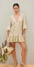 The Riviera Lace Linen Mini Dress