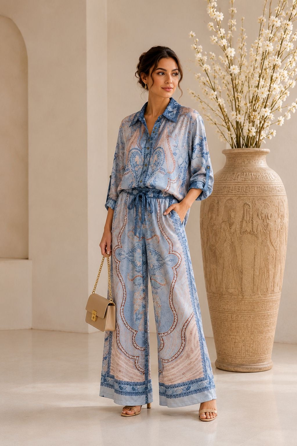 Azure Palais Satin Set