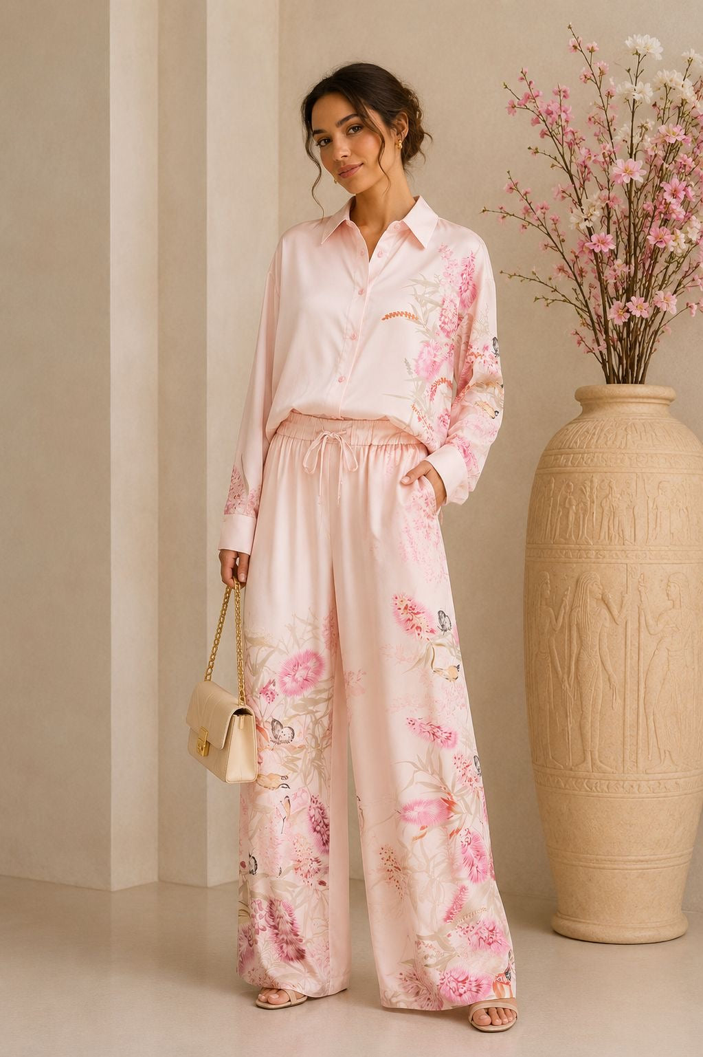 Blush Garden Satin Set