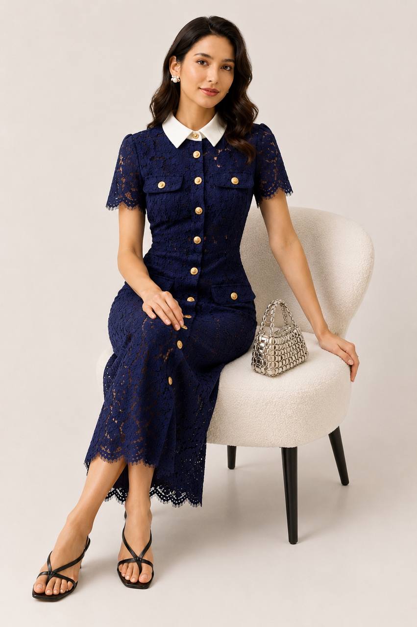 Midnight Riviera Lace Dress