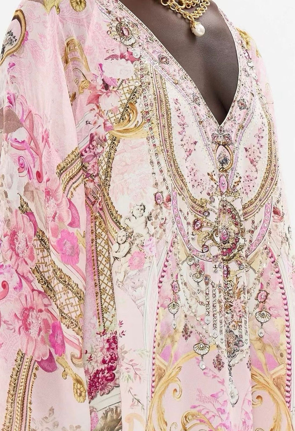 Château Rosé Silk Kaftan