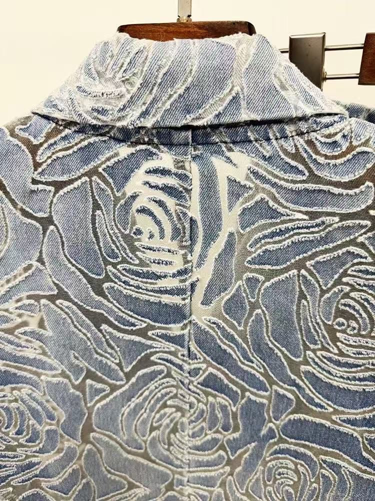 Azure Bloom Denim Couture Suit