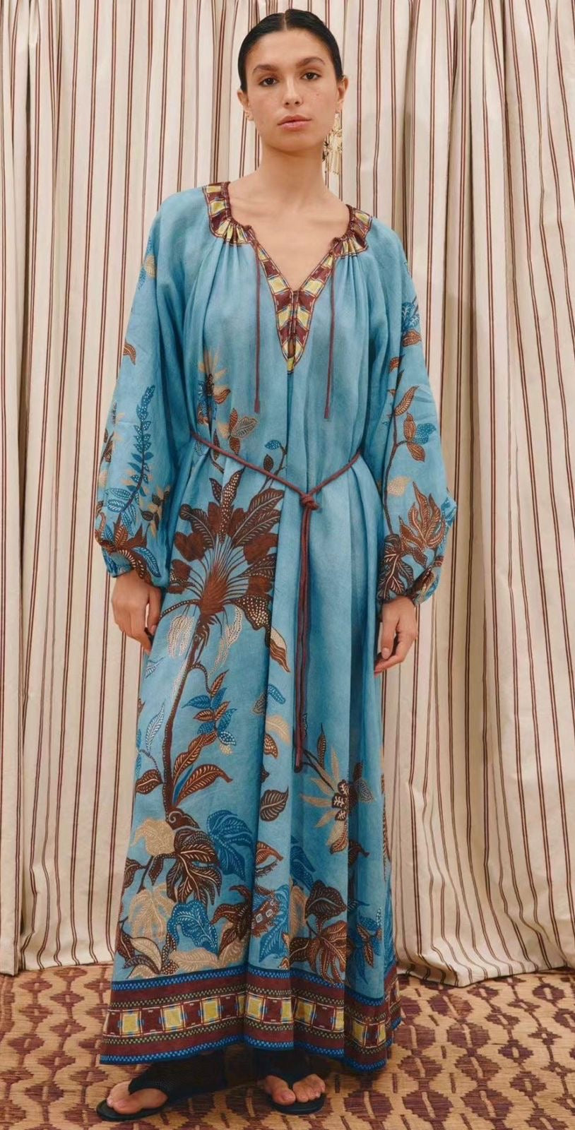 Azure Savannah Ramie Maxi Dress