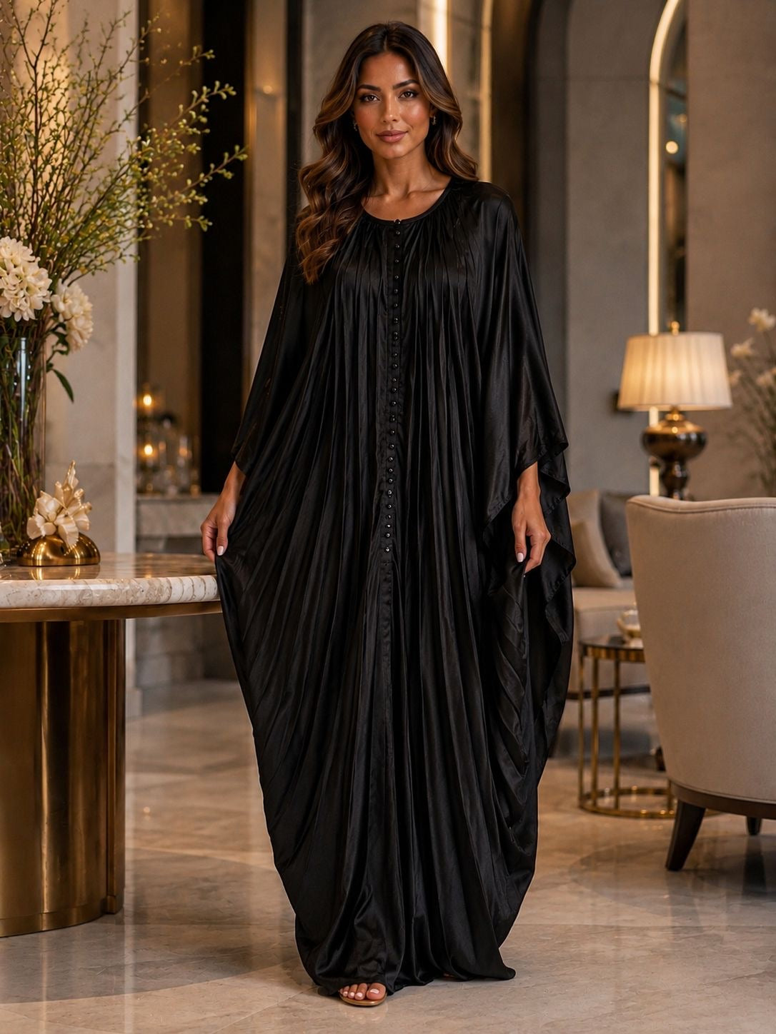 Seraphina Satin Poncho Dress