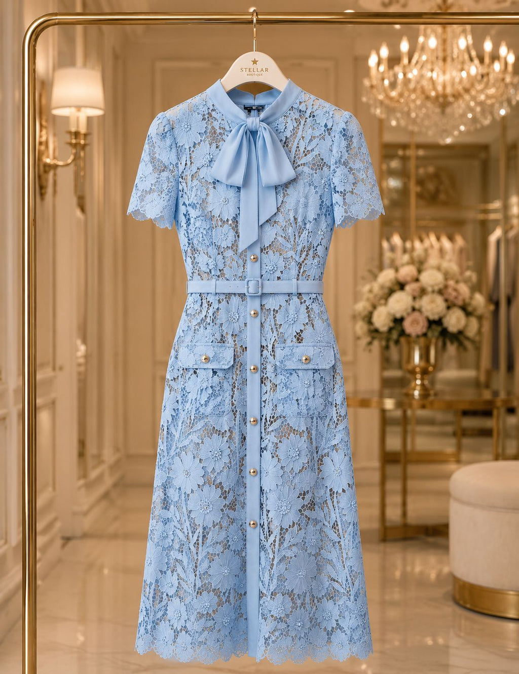 Aurelia Bleu Lace Dress