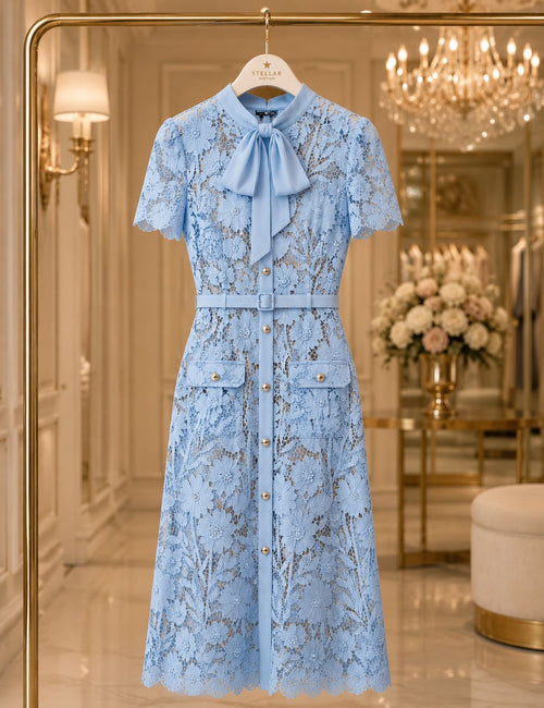 Aurelia Bleu Lace Dress