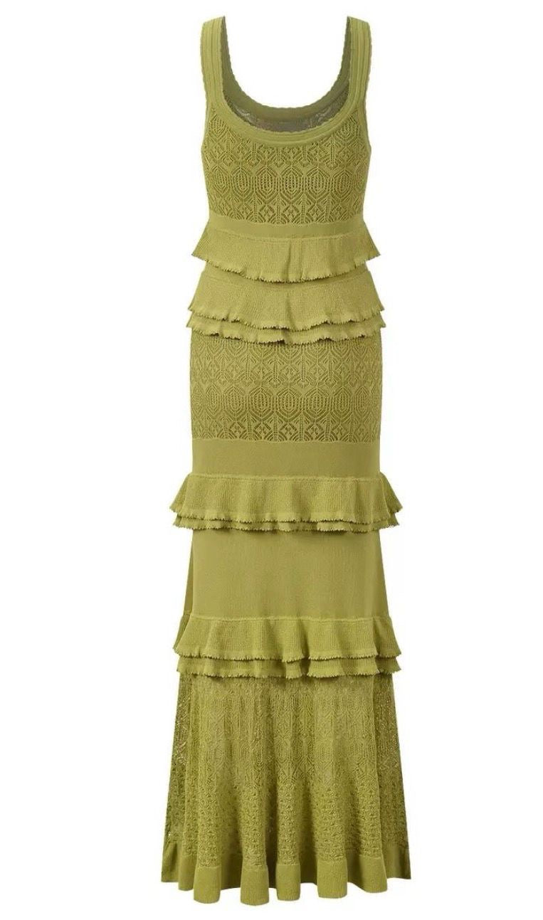 Valentina Olive Lace Maxi