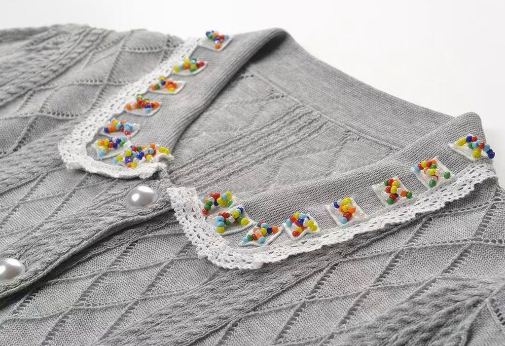 Crystal Collar Knit Cardigan