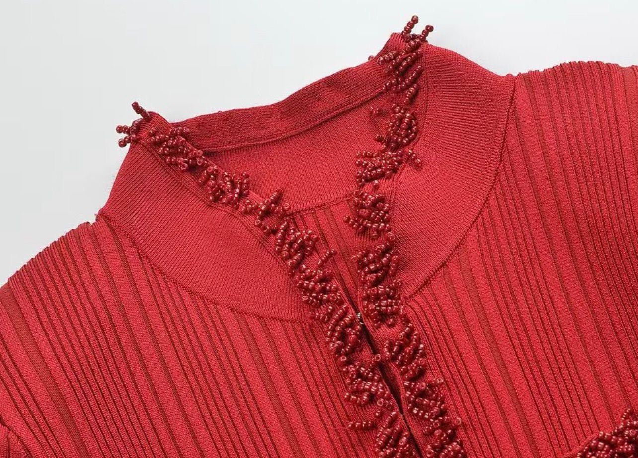 ROUGE ÉLÉGANCE KNIT COUTURE DRESS